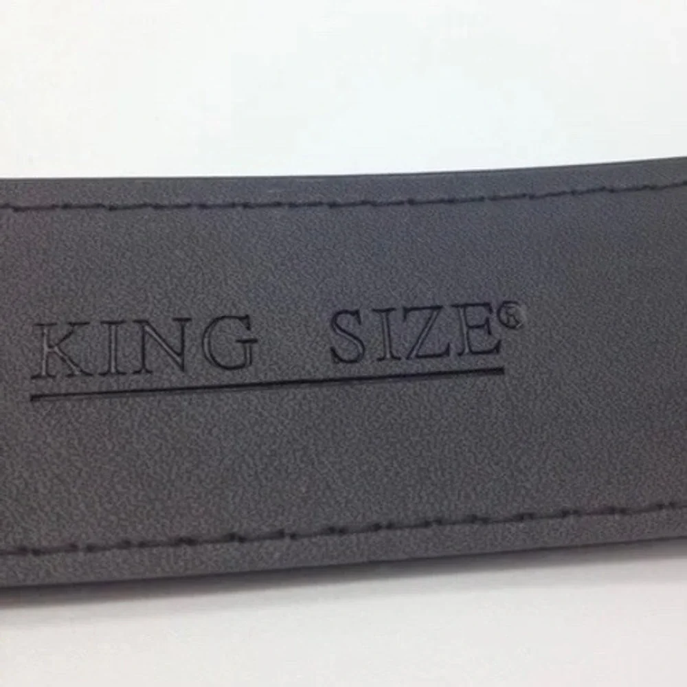 King Size Genuine Leather Black Belt Size 52/54 Antique Nickel‎ Buckle *READ*